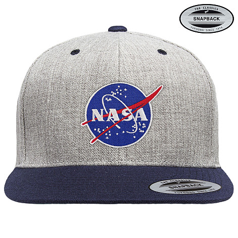 NASA snapback, NASA Insignia Premium Snapback Heather Grey Navy Onesize, unisex