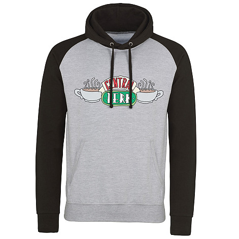 Friends mikina, Central Perk Baseball Hoodie Black & Grey, men´s