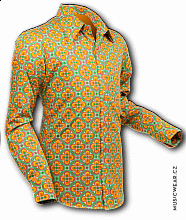 Pete Chenaski shirt, Dotsgrid Light Green & Orange, men´s