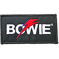 David Bowie tkaná nažehlovačka PES 100x49 mm, Flash Logo