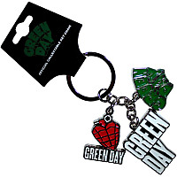 Green Day kovová keychain 25mm x 25mm x 30mm 3 charms, Logo Charms