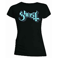 Ghost t-shirt, Blue/Grey Keyline Logo Black, ladies