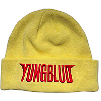 Yungblud winter beanie cap, Red Logo Hi-Build Embroidery Yellow, unisex